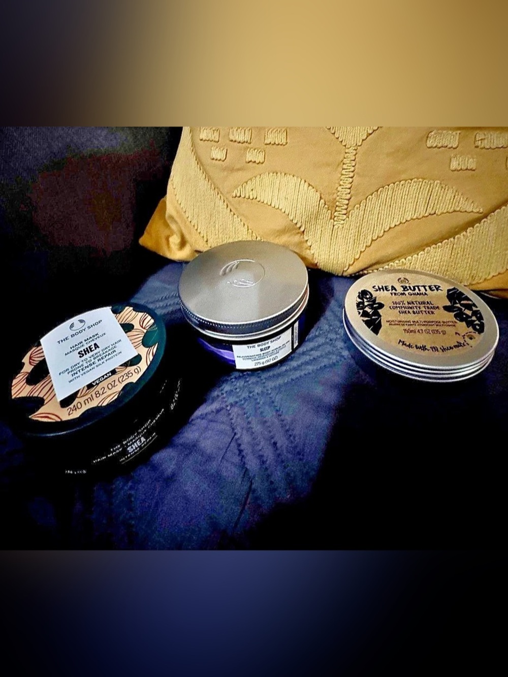 Trio set: The Body Shop Shea Mask Hair Treatment, Shea Body Butter & Sleep Oil